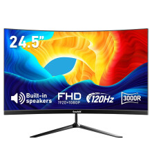 Gawfolk 24.5 inch PC Screen, Curved(3000R) 120hz Gaming Monitor with Built-in Speakers FHD 1080p 1ms Bezel-less, 98% sRGB, 178 Wide Angle, HDMI?