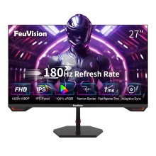 FeuVision 27inch Gaming Monitor 180Hz, FHD 1080p, IPS Panel, 0.5ms Response Time, Adaptive sync, PC Computer Monitor, 3-Sided Frameless, Ultra Sl