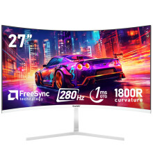 Gawfolk 27 Inch PC computer screen,1800R Curved Gaming 280Hz Monitors, FHD1080p 1ms without Bezel, freesync, 98%sRGB,178 Angle View HDMI Displa