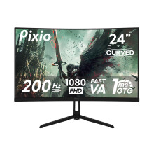 Pixio PXC248 Wave 24 inch 200Hz Refresh Rate FHD 1080p Resolution 1500R Curve Fast VA Panel 1ms GTG Response Time Adaptive Sync HDR Curved Gaming