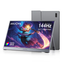 ARZOPA 16.1'' 144Hz Portable Monitor 106% sRGB 19201080P FHD HDR Portable Gaming Monitor with HDR, Ultra Slim, Eye Care, External Second Screen