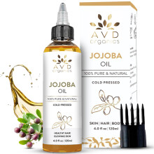 AVD Organics Jojoba Oil For Face 120ml | Cold Pressed | Moisturizing for Skin, Hair & Nails | Eyelash & Eyebrow Growth - Vegan & Cruelty Free for