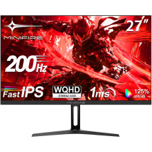 Minifire 27Inch Gaming Monitor 200Hz, WQHD 2560x1440, Rapid IPS, AI Crosshair, 1ms MPRT, HDR, 125% sRGB, Eye Care, HDMI 2.0/ DP 1.2 Frame-less, T