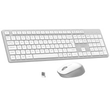 LeadsaiL Wireless Keyboard and Mouse Set, Full Size Ergonomic Design, UK Layout, Two-Tone Design, Noiseless Click, 12 Multimedia Shortcuts, Compa