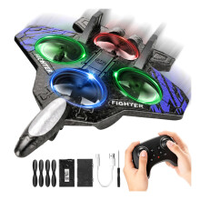 Flintosky Kids Foam Airplane Drone, Remote Control Quadcopter with Auto Hover, 3D Flips, Colorful LED Lights, 2 Batteries - Safe Beginner RC Airp