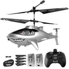 DEERC Remote Control Helicopter for Kids and Adults, RC Shark Helicopter with Altitude Hold, One Key Takeoff/Landing, LED Lights, 2 Batteries, 24
