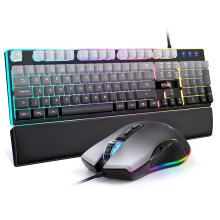 RedThunder K10 Wired Gaming Keyboard and Mouse Combo, UK Layout, True RGB Backlight, Soft Leather Wrist Rest, Ergonomic Anti-Ghosting Keyboard +