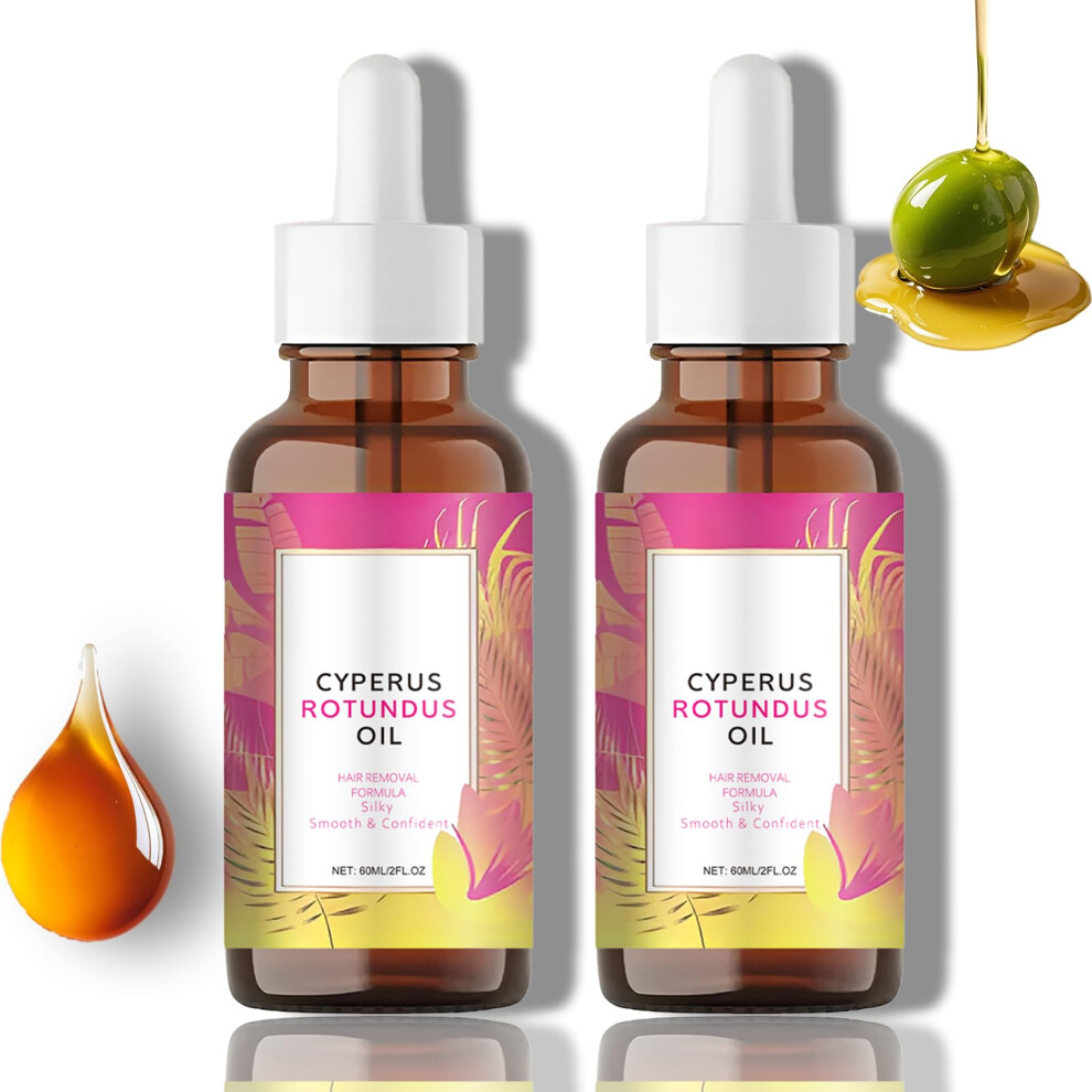 Kayzon 2Pcs Cyperus Rotundus Oil, Natural Cyperus Rotundus Oil For Hair Removal, Inhibits Hair Growth, Reduces Body Unwanted Hair Growth, Moisturizes &