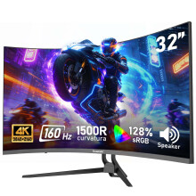 Gawfolk 32-inch 4K Ultra HD Curved 1500R Computer Monitor, 160Hz Gaming Screen, 1ms, Adaptive Sync, 128% sRGB, Built-in speaker, HDMI 2.1, DisplayPor