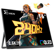 EVICIV 240Hz QLED Portable Monitor, 16" 2560x1600 QHD 2.5K 140% sRGB HDR USB-C Mini HDMI Gaming Laptop Screen w/VESA & Stand, External Screen for