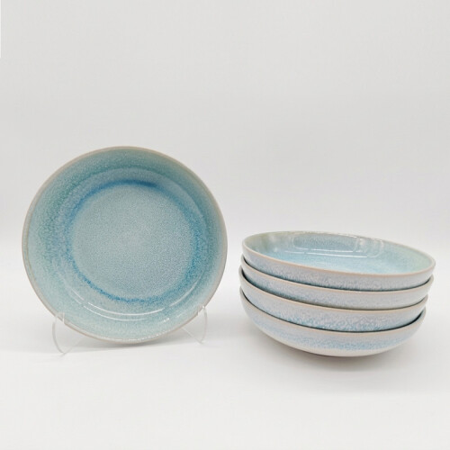 Reactive Blue Glaze Dinnerware Salad Bowl 4pc Set 19.5cm