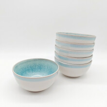Reactive Blue Glaze Dinnerware Cereal Bowl 4pc Set 14cm