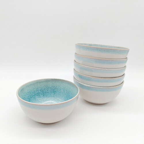 Reactive Blue Glaze Dinnerware Cereal Bowl 4pc Set 14cm