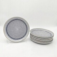 Reactive Ash Blue Glaze Dinnerware Dessert Plate 4pc Set 19.8cm