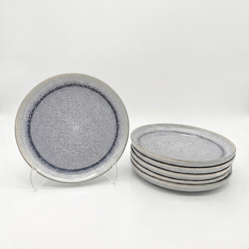 Reactive Ash Blue Glaze Dinnerware Dessert Plate 4pc Set 19.8cm