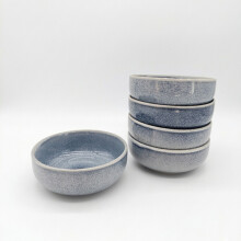 Reactive Ash Blue Glaze Dinnerware Cereal Bowl 4pc Set 16cm