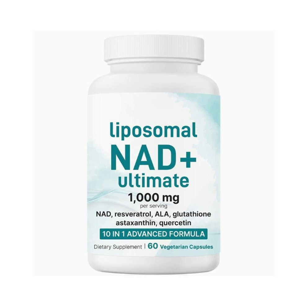 (1bottle) Liposomal NAD+ Ultimate 1,000mg 60 Counts Veggie Capsules 10-in-1 with Resveratrol