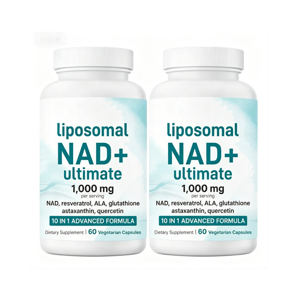 (2bottle) Liposomal NAD+ Ultimate 1,000mg 60 Counts Veggie Capsules 10-in-1 with Resveratrol