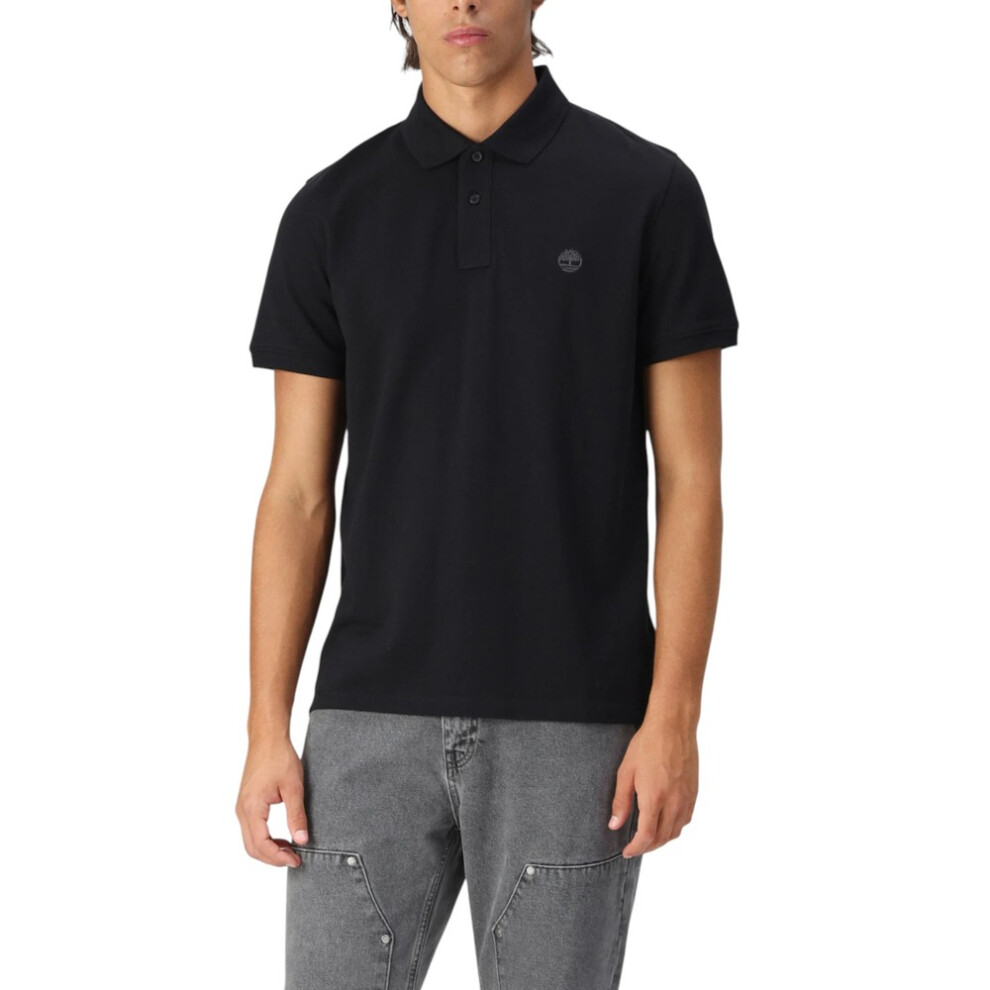 Timberland (, M) Mens Polo Shirt Short Sleeve Tops Black
