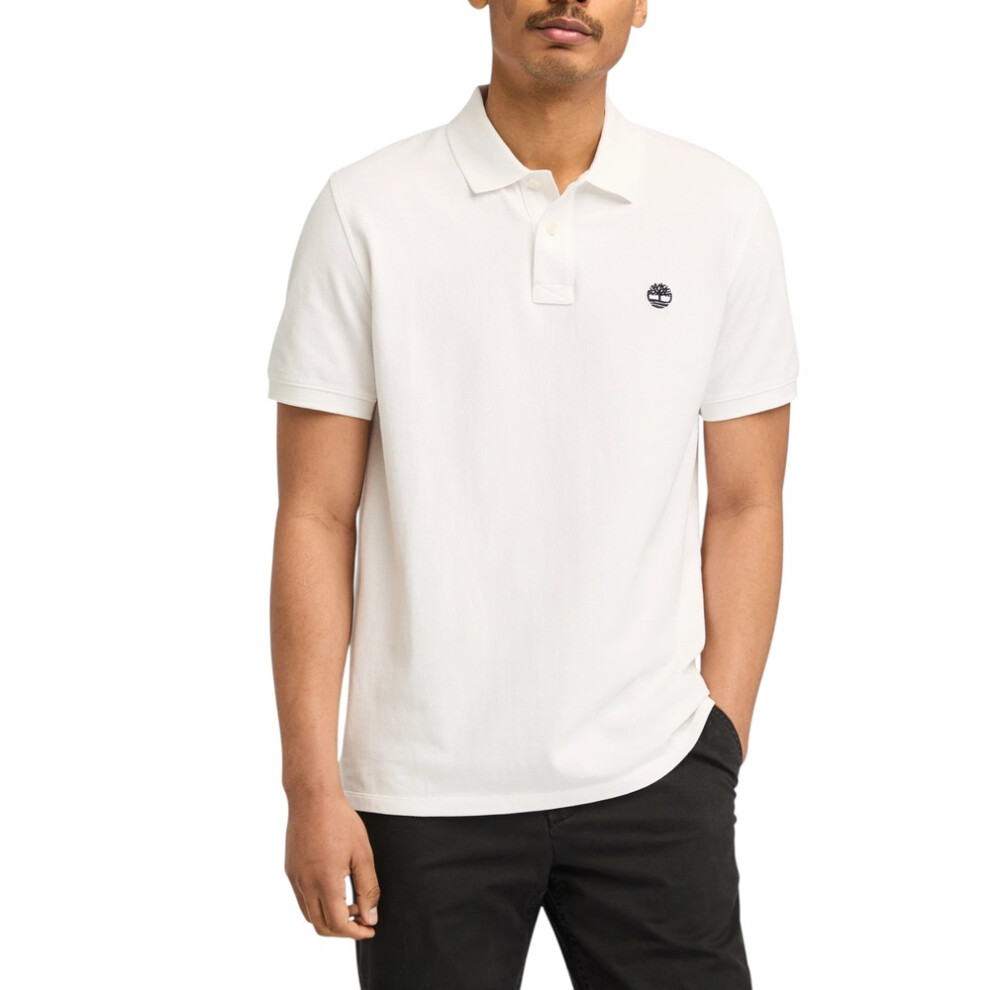 Timberland (, M) Mens Polo Shirt Short Sleeve Tops White