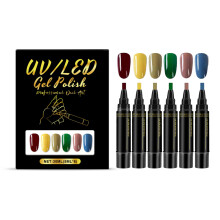 ((Set.6) 6PCS Nail Gel Pen) 3 in 1 Nail Polish Pens Quick Dry, Gel Polish Pen, 36 Color Nail Polish Gel Pen