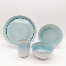Reactive Blue Glaze Dinner Set Plate Bowl Cup 16