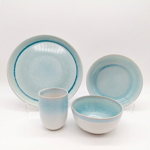Reactive Blue Glaze Dinner Set Plate Bowl Cup 16