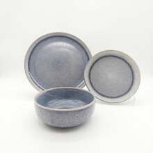 Reactive Ash Blue Glaze Dinner Set Plates Bowls 18pc Set