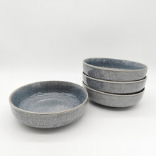 Reactive Ash Blue Glaze Dinnerware Pasta Bowl 6pc Set 20cm
