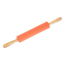 Rolling Pin Silicone Dough Rolling Pin for Baking 3Pcs with Wood Handle in Orange