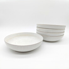 Reactive Cream Glaze Dinnerware Pasta Bowl 4pc Set 21.5cm