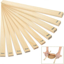 10 Piece Teaching Rolling Clay Stick Guide for Pottery 5 Size Wooden Rolling Pin Guide Stick Set Polymer Clay Depth Guide for Pottery