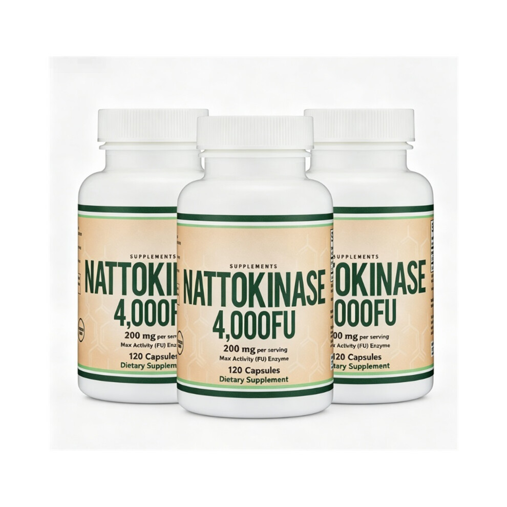 (3Pcs) Nattokinase Supplement 4,000 FU 200 mg per Serving, 120 Capsules