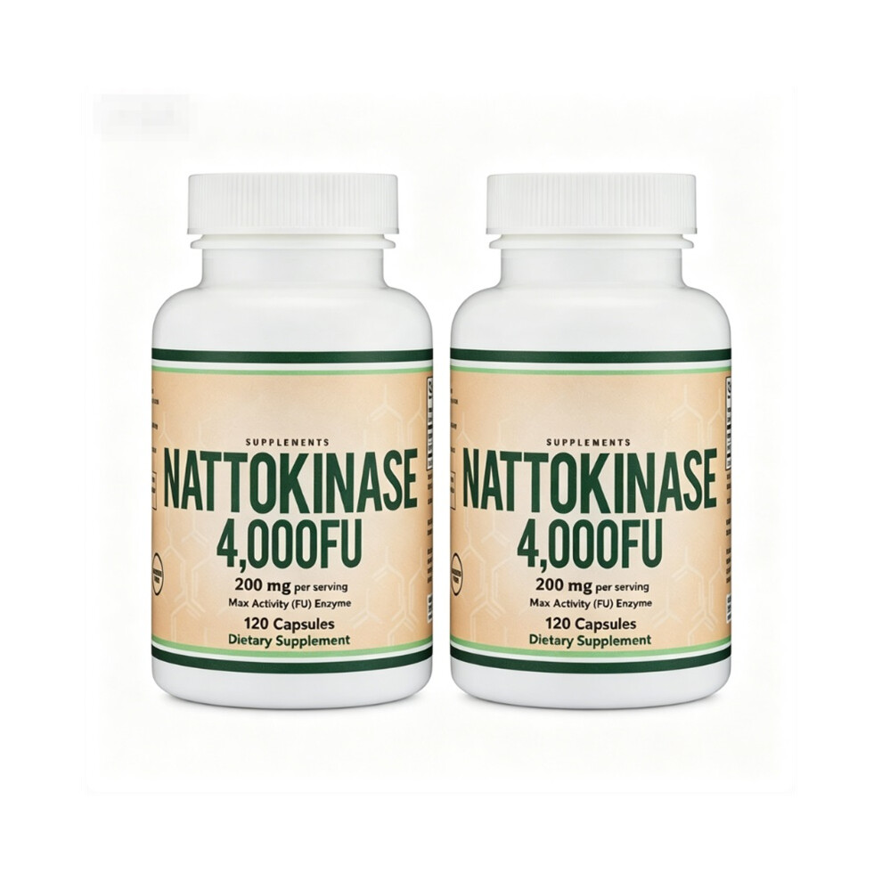 (2Pcs) Nattokinase Supplement 4,000 FU 200 mg per Serving, 120 Capsules