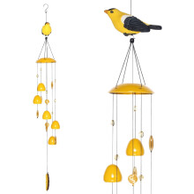 American Goldfinch Bird Wind Chimes with Bells, Large Unique Birds Chimes for Garden Backyard Church Hanging Decor, 40"