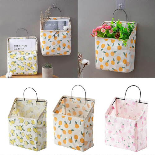 Hanging Storage Bag Cartoon Fruit Pattern Canvas Organizer Box Container 2