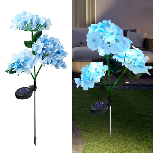 Solcellslykta med hortensiablommor, 1-pack