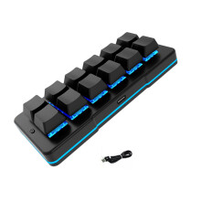 Mini claviers à 12 boutons avec lumières LED multicolores-Noir