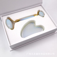 (Protein suit) Pink Crystal Jade Massage Instrument Beeswax Obsidian Scrapping Plate Facial Cosmetic Roller Massager