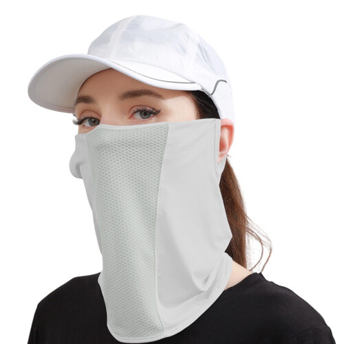 Summer Sun Protection Ice Silk Face Cover Sun Proof-Light Gray