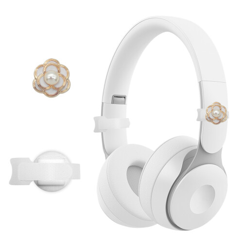 1 paire de pièces d'accent pour écouteurs en forme-rose blanche 2