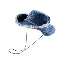 Modieuze, lichtgewicht denim-emmerhoed, westerse-Donkerblauw