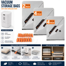 10 Vacuum Storage Bags with Wireless Pump Clothes