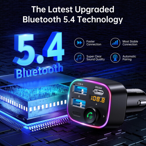 Syncwire Bluetooth 5.4 FM Transmitter Car Adapter 48W (PD 36W & 12W) 1