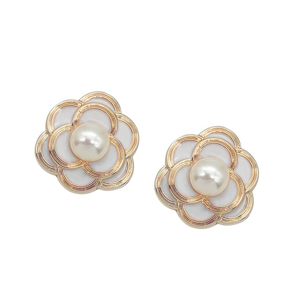 2 Piece Stylish Enameled Flower Headphone Clip On- Rose White 7627001509016
