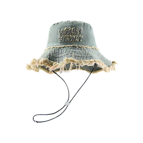 Unisex Distressed Embroidered Hat Retros Washing-Light Blue