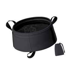 Compact Foldable Washing Tub Portable Water Sink Travel-Black