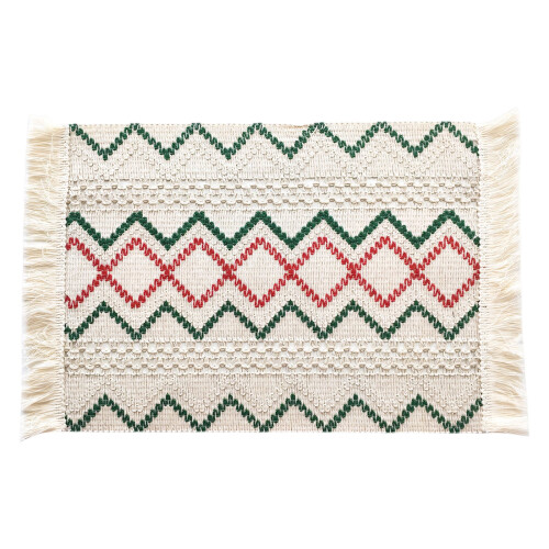 Fringe Embellished Table Mat With Pattern Ideal For-1 Pattern 8