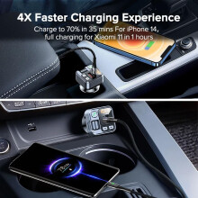 Bluetooth Car Adapter FM Transmitter Receivers, 42W PD 3.0 Cigarette Lighter USB C Car Charger Adapter, Handsfree Calls, Music Player USB Drive,W