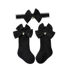 Adorable Baby Headband & Socks Set Soft Cotton Blend for-Black